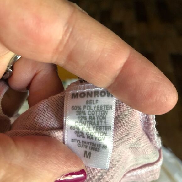 NWT MONROW Burn Out Oversized Crew Neck Tee Lavender - M - Picture 11 of 12